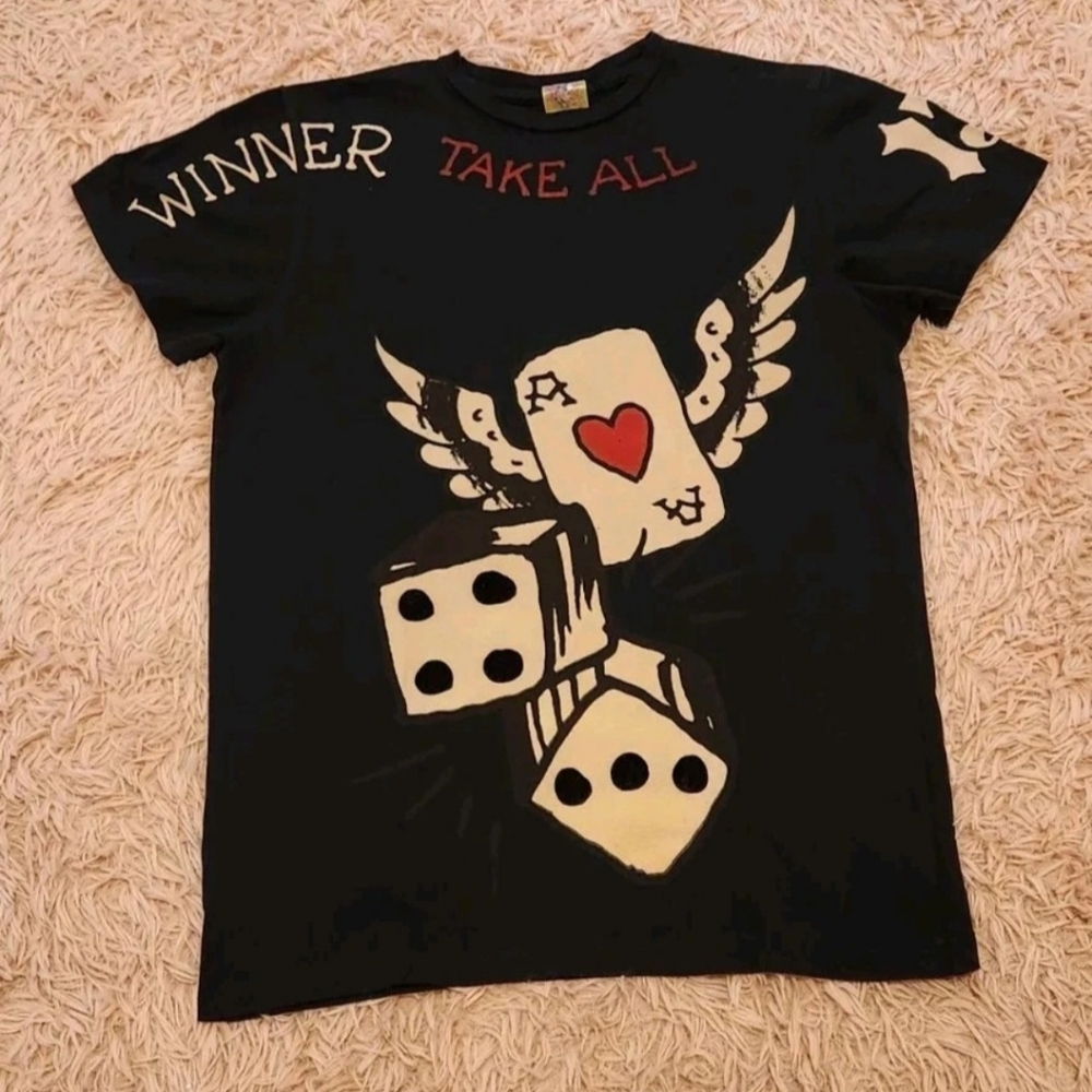 Y2K Ed Hardy Double Sided T Shirt Skull Dice Cards